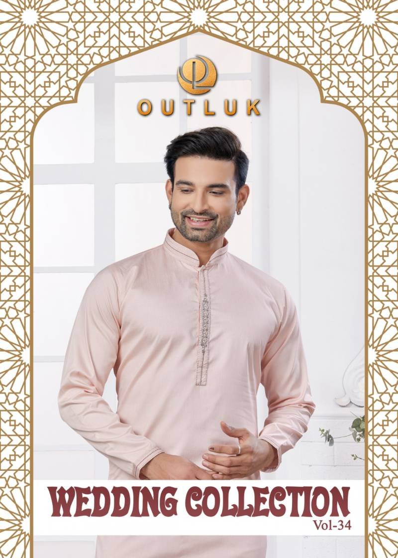 Outluk Wedding Collection Vol 34 Cotton Kurta With Pajama Collection Wholesale