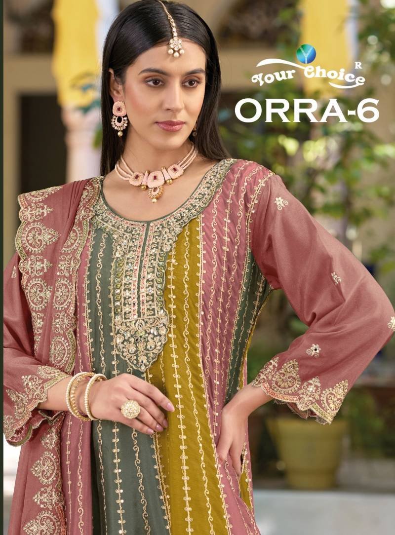 Your Choice Orra 6 Chinon Digital Printed Salwar Suits Collection Wholesale