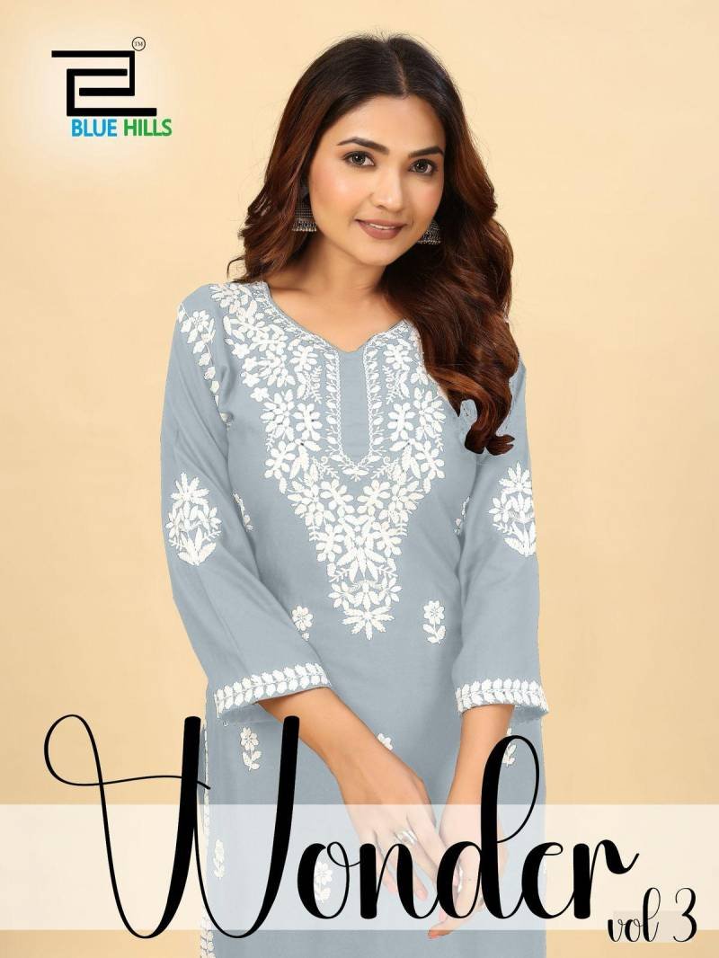 Blue Hills Wonder Vol 3 Rayon Kurti With Bottom Collection Wholesale