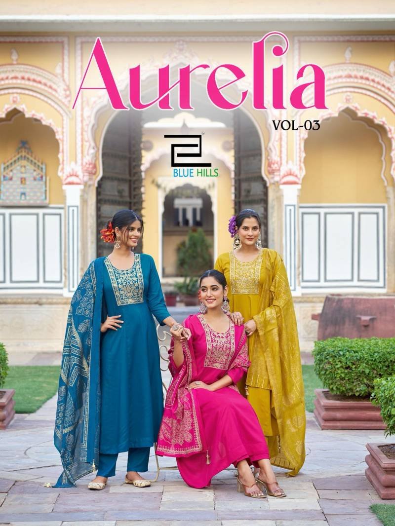 Blue Hills Aurelia Vol 3 Rayon Kurti Bottom With Dupatta Collection Wholesale