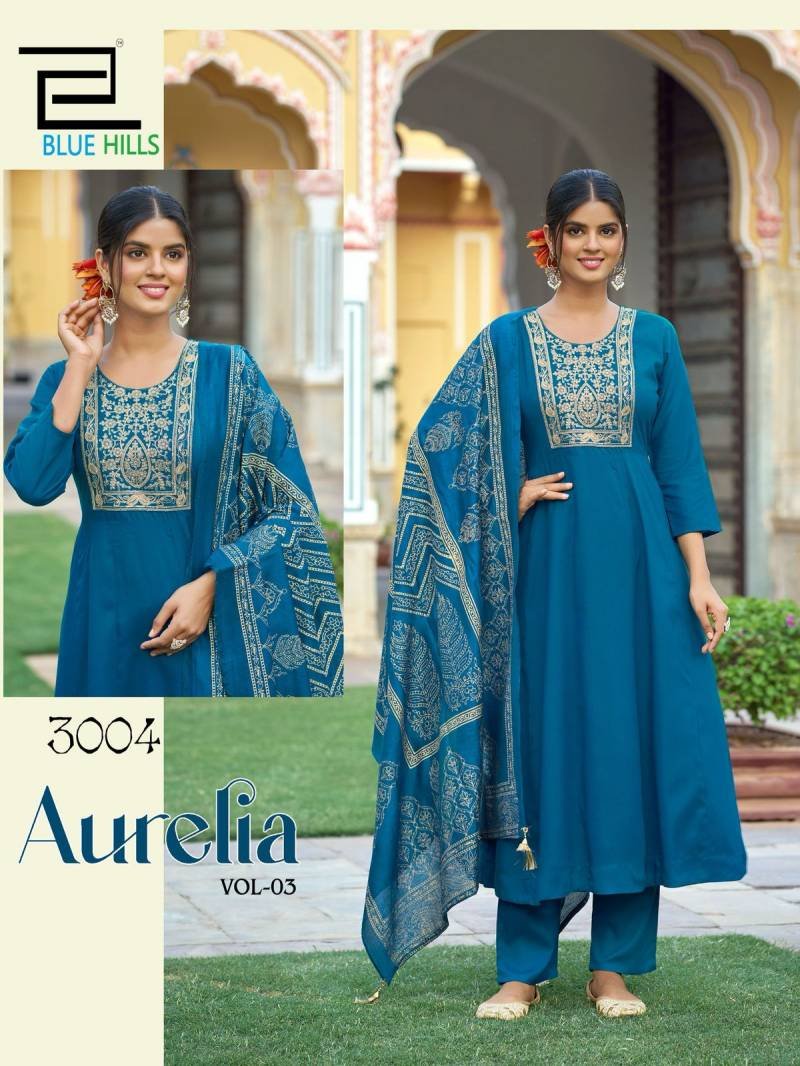 Launching Blue Hills Aurelia Vol 3 Rayon Kurti Bottom With Dupatta Collection Wholesale 2026