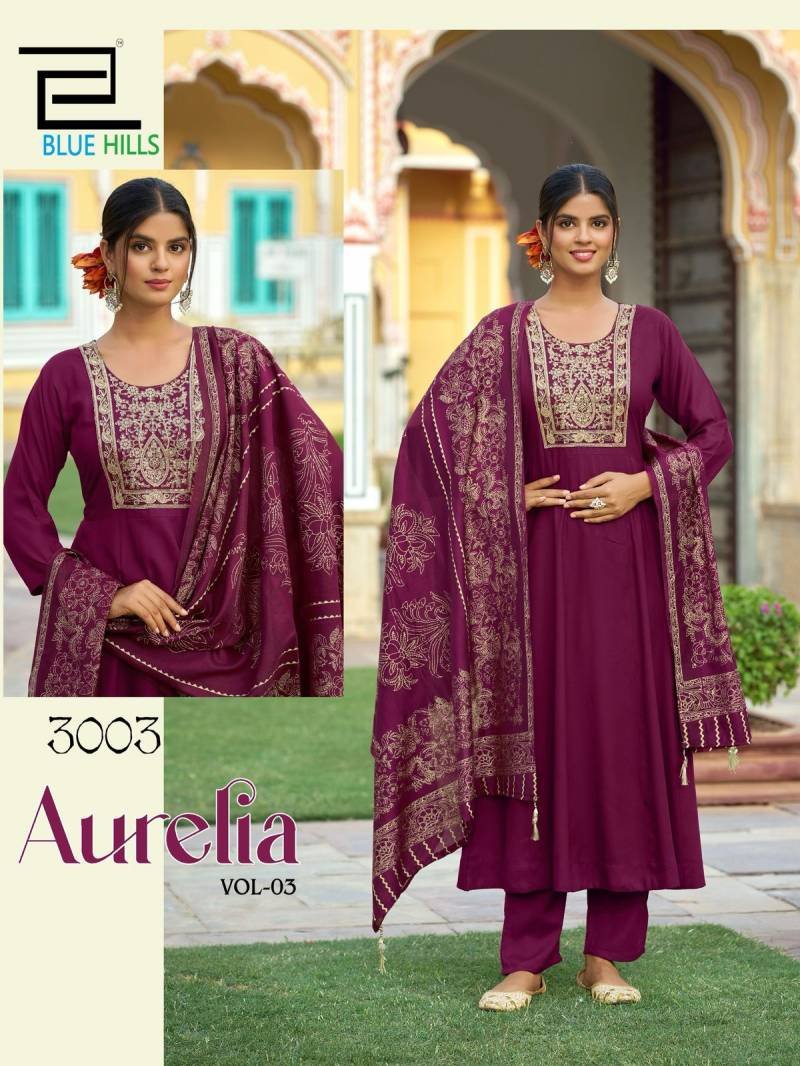 Launching Blue Hills Aurelia Vol 3 Rayon Kurti Bottom With Dupatta Collection Wholesale 2026