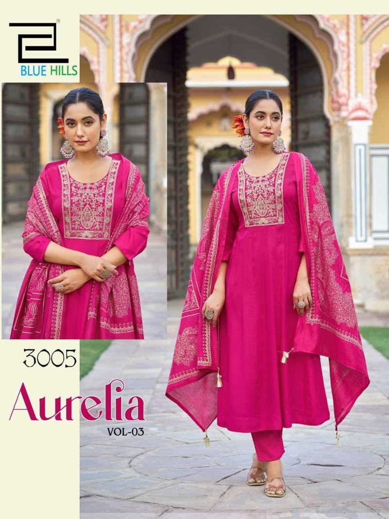 Launching Blue Hills Aurelia Vol 3 Rayon Kurti Bottom With Dupatta Collection Wholesale 2026