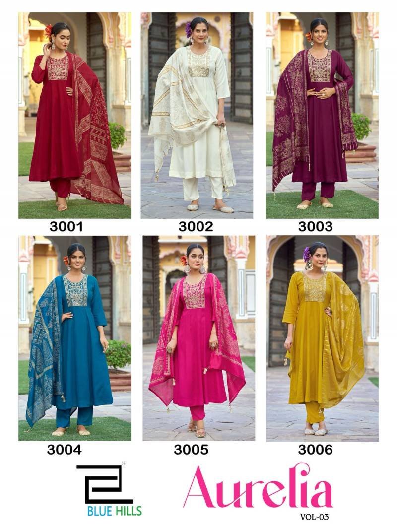 Launching Blue Hills Aurelia Vol 3 Rayon Kurti Bottom With Dupatta Collection Wholesale 2026