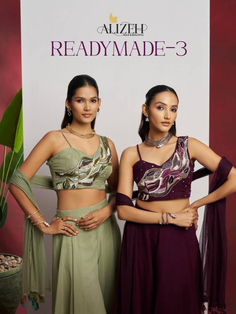 Alizeh Readymade 3 Georgette Party Wear Indo Western Collection Wholesale