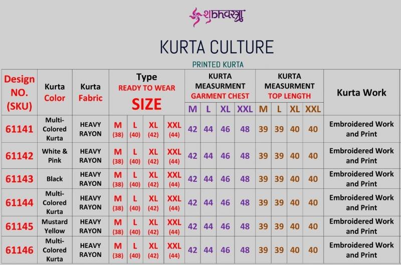 Stylish Shubhvastra Kurta Culture Rayon Embroidered Work Kurta Collection Wholesale 2026