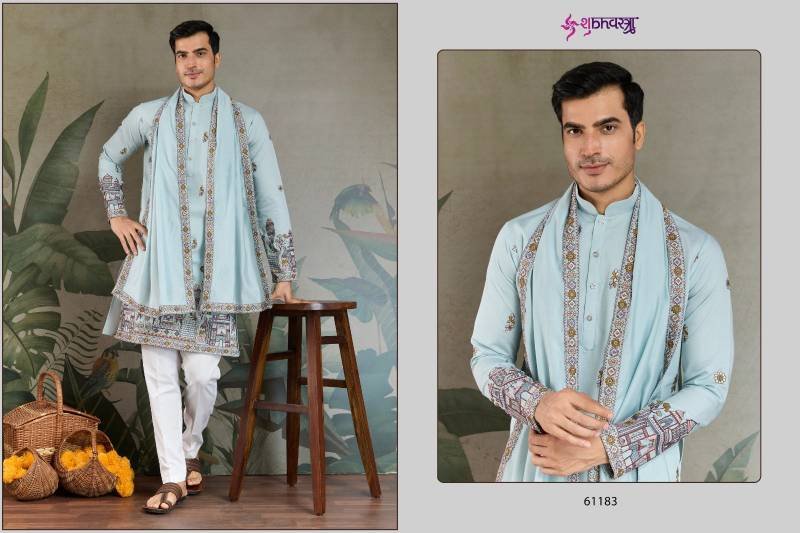 Launching Shubhvastra Rajwada Attire 3 Viscose Silk Mens Kurta With Dupatta Wholesale 2026