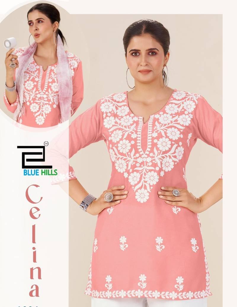 Blue Hills Celina Rayon Embroidery Work Kurti With Bottom Collection Wholesale