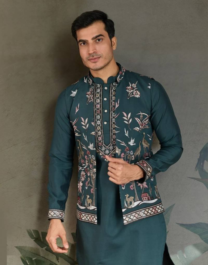 Shubhvastra Rajwada Attire 4 Viscose Silk Mens Traditional Wear Wholesale