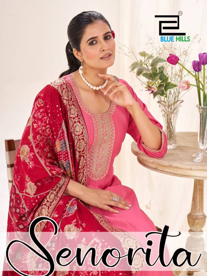 Blue Hills Senorita Roman Silk Kurti Bottom With Dupatta Wholesale