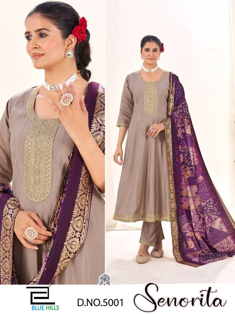 Launching Blue Hills Senorita Roman Silk Kurti Bottom With Dupatta Wholesale 2026