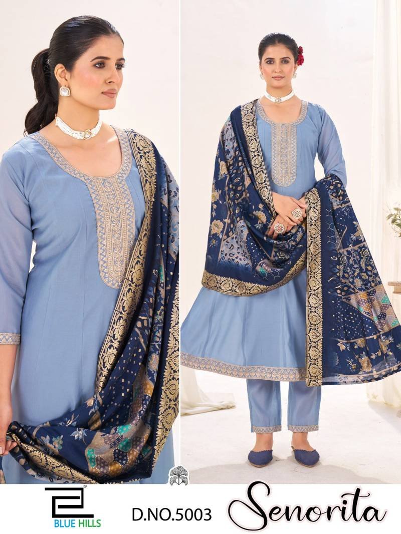 Launching Blue Hills Senorita Roman Silk Kurti Bottom With Dupatta Wholesale 2026