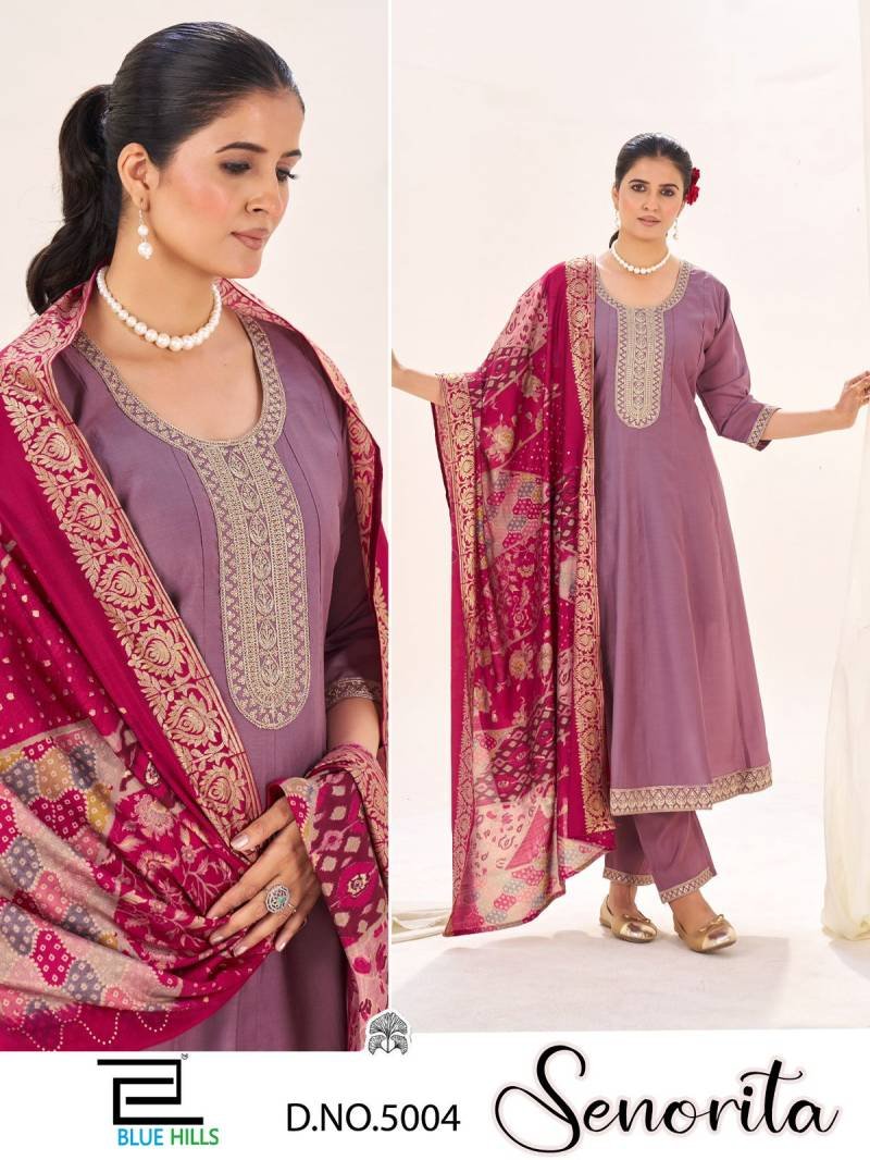 Launching Blue Hills Senorita Roman Silk Kurti Bottom With Dupatta Wholesale 2026