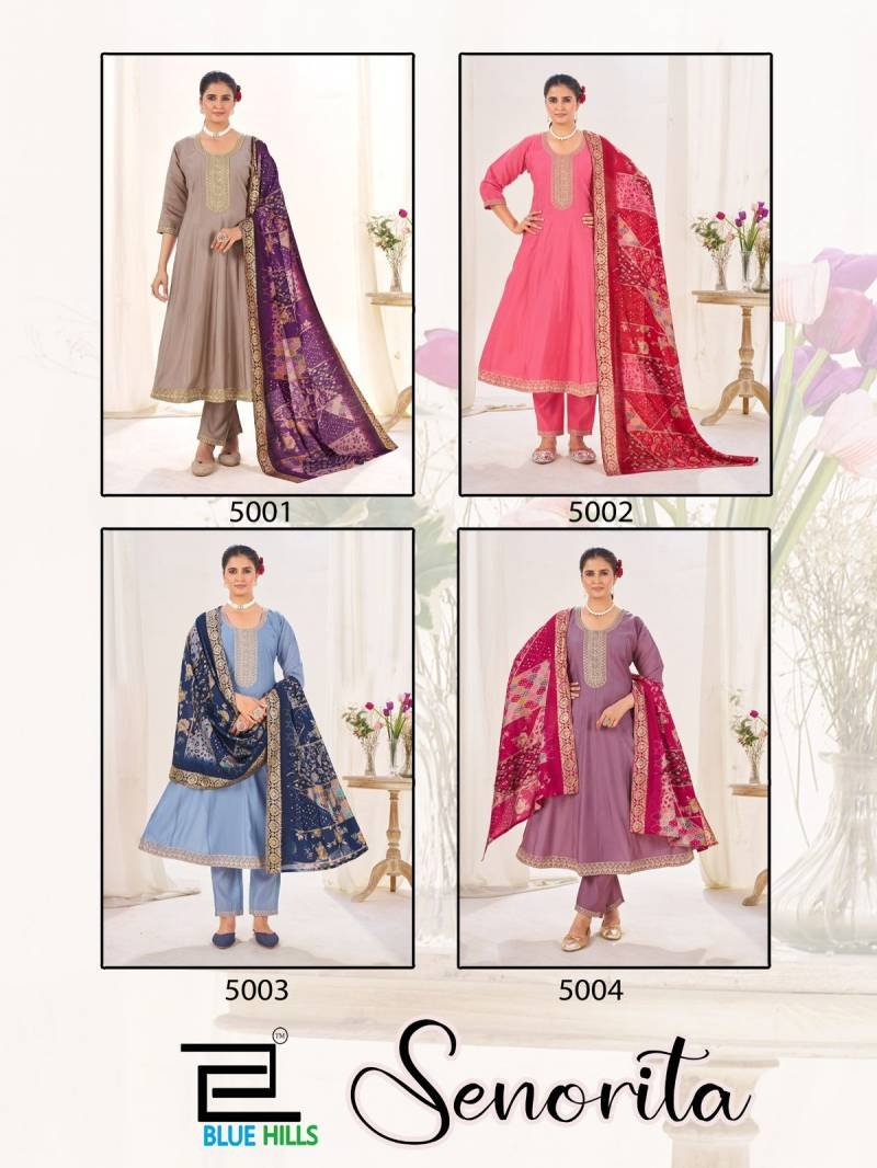 Launching Blue Hills Senorita Roman Silk Kurti Bottom With Dupatta Wholesale 2026