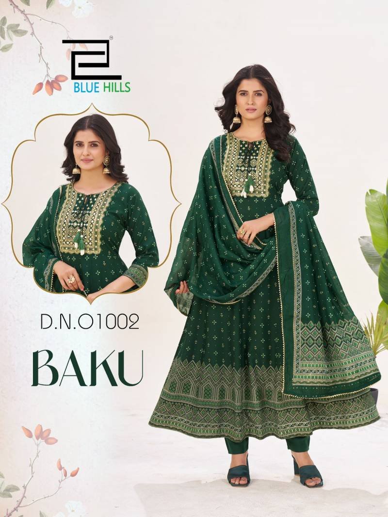 Launching Blue Hills Baku Rayon Embroidered Kurti Bottom With Dupatta Wholesale 2026