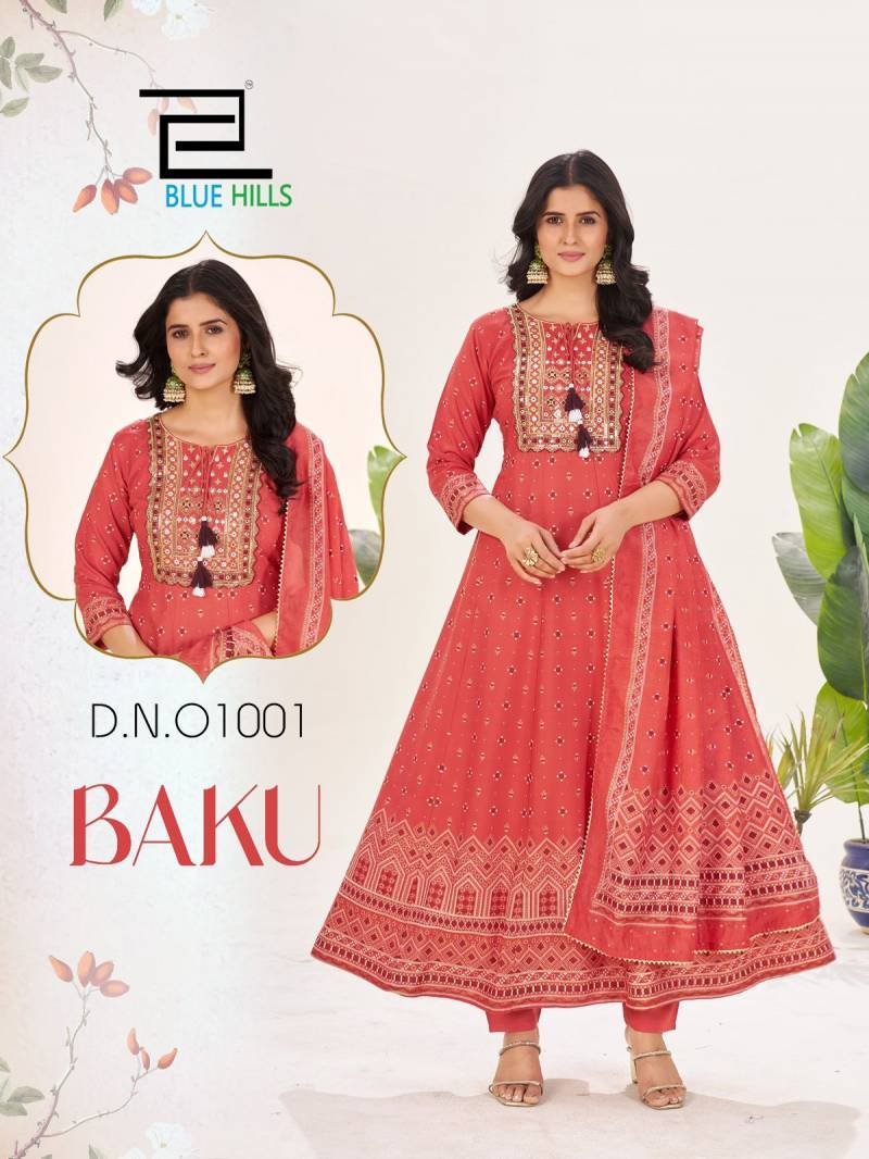 Launching Blue Hills Baku Rayon Embroidered Kurti Bottom With Dupatta Wholesale 2026