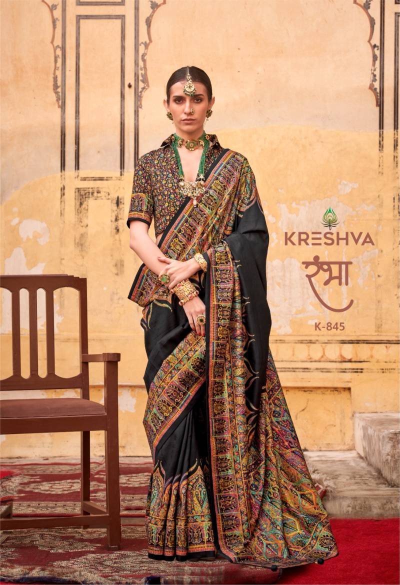 Kreshva Rambhaa Pv Silk Fancy Printed Saree Collection Wholesale