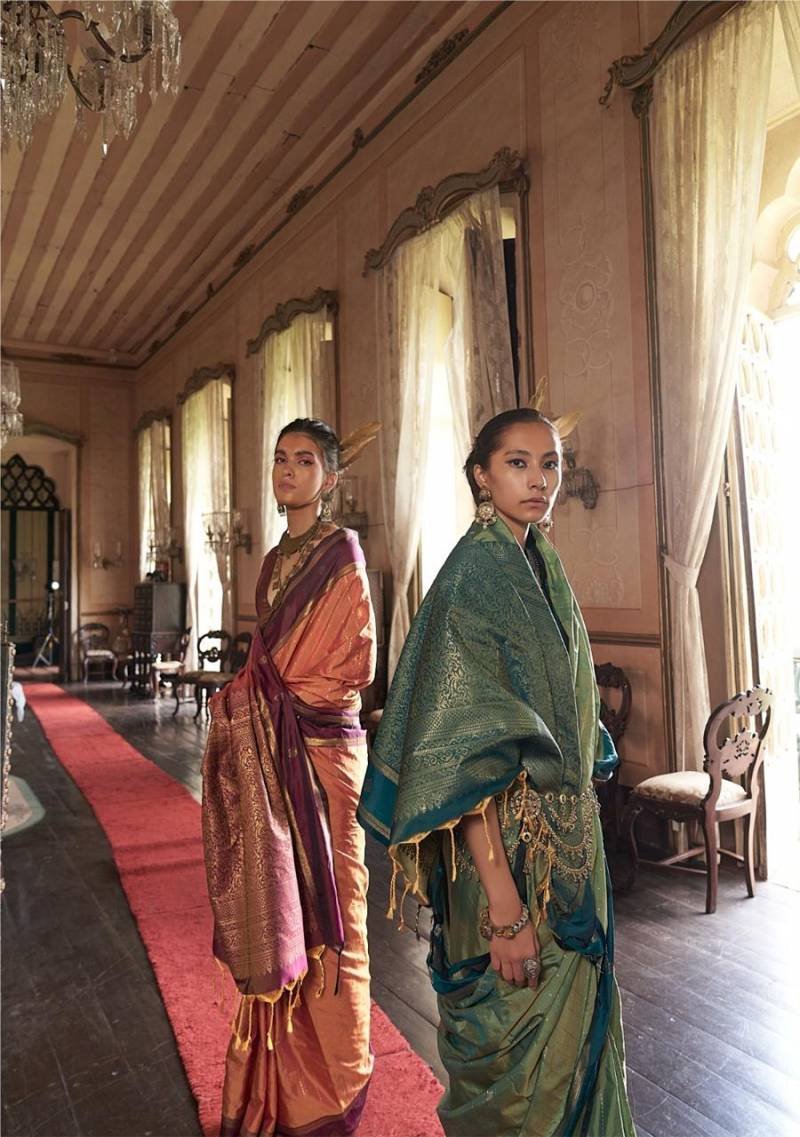 Rajtex Kilkari Tussar Silk Handloom Weaving Fancy Saree Wholesale