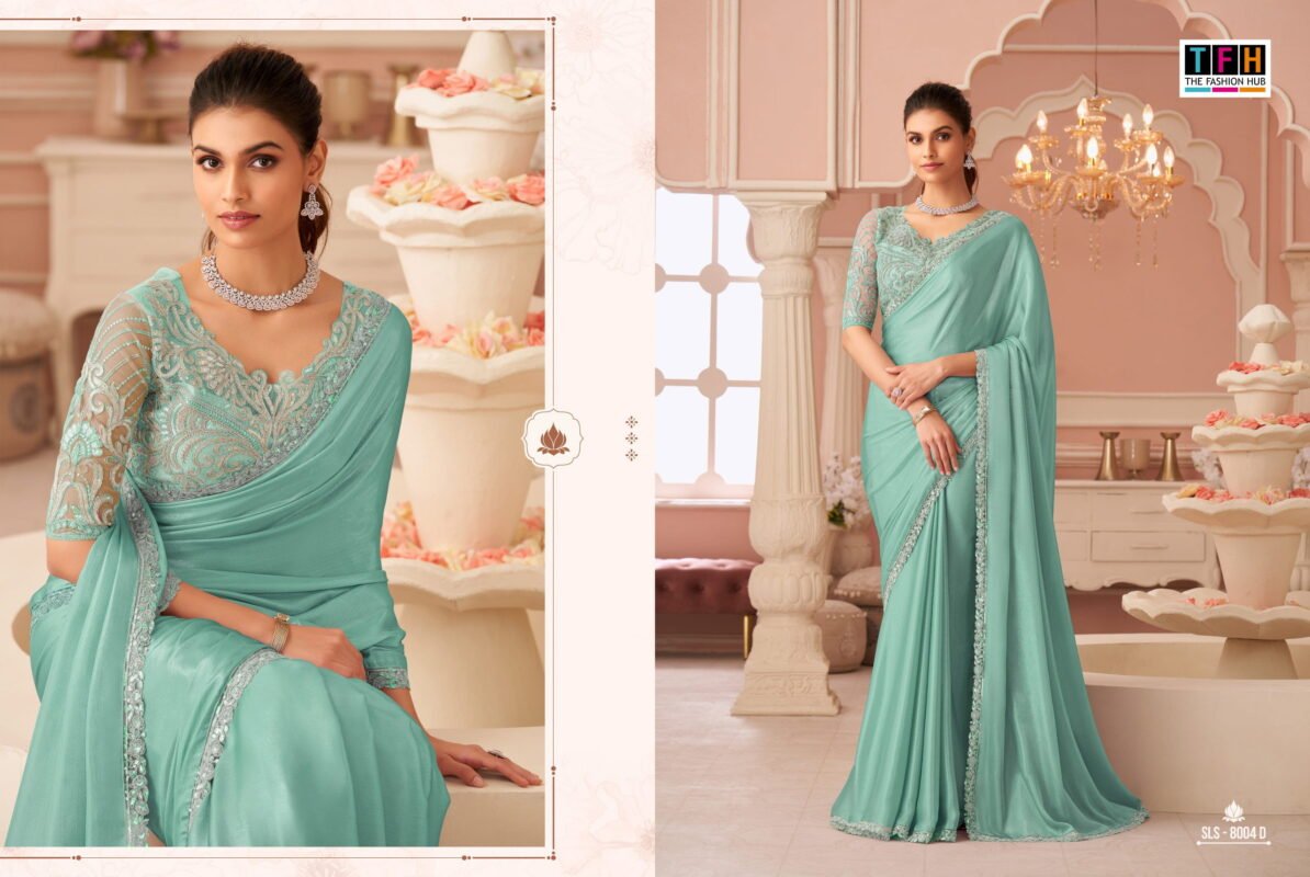 Latest TFH Salsa Style 8004 Hit Colour Silver Chiffon Shimmer Designer Saree Wholesale 2026