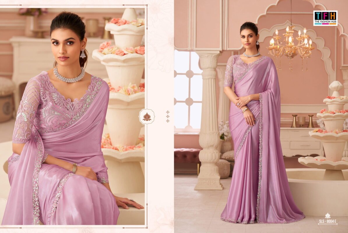 Latest TFH Salsa Style 8004 Hit Colour Silver Chiffon Shimmer Designer Saree Wholesale 2026