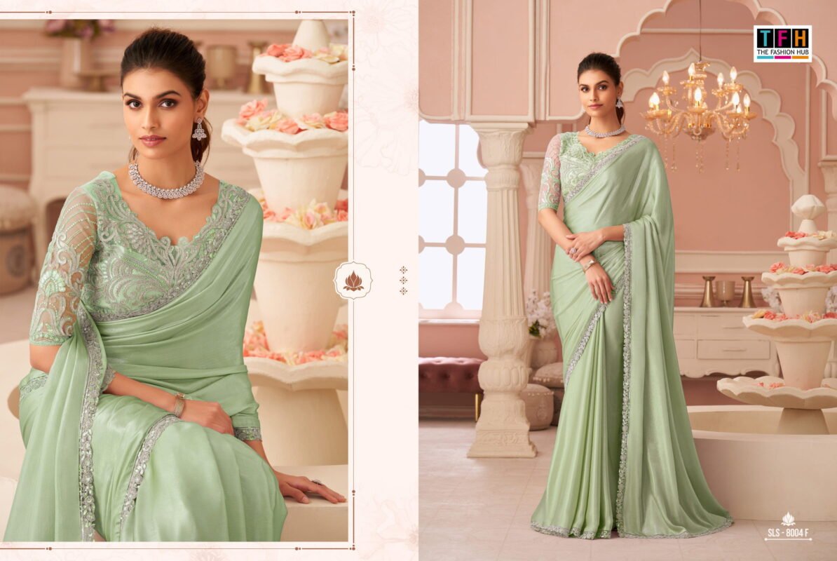Latest TFH Salsa Style 8004 Hit Colour Silver Chiffon Shimmer Designer Saree Wholesale 2026