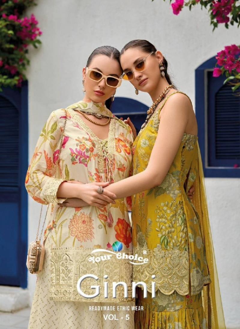 Your Choice Ginni Vol 5 Designer Chinon Embroidered Suit Collection Wholesale