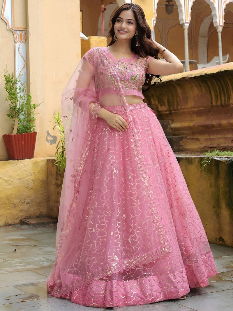 Zeel 17313 Pink Designer Net Embroidered Lehenga Choli Collection Wholesale
