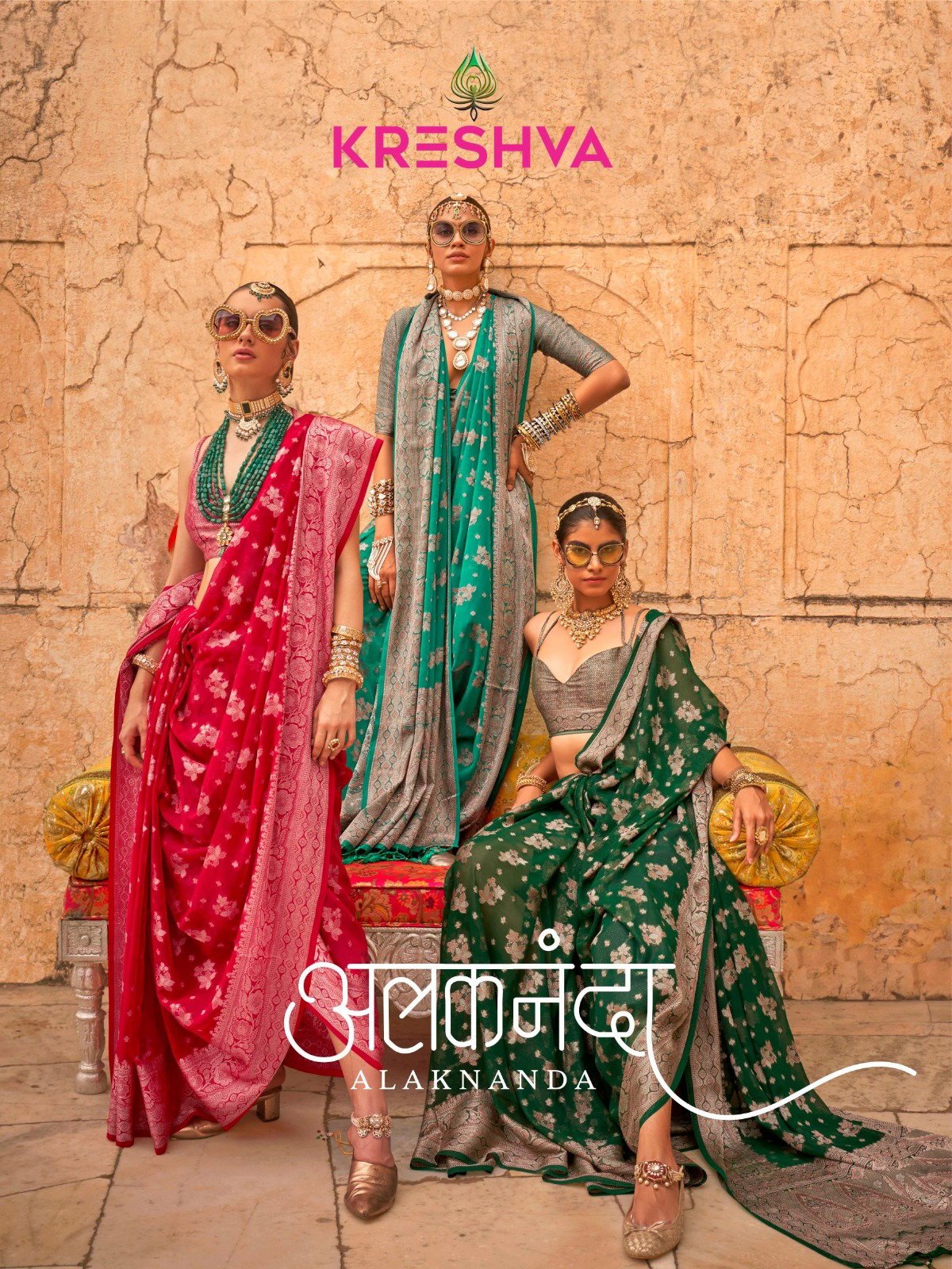 Kreshva Alaknanda K060 to K065 Twp Georgette Weaving Butta Saree Wholesale