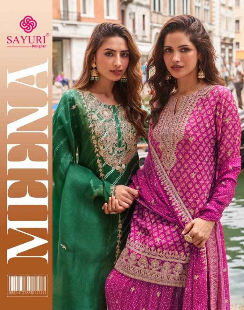 Sayuri Meena Premium Chinon Silk Salwar Suits Collection Wholesale