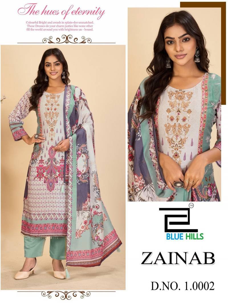 Stylish Blue Hills Zainab Vol 10 Masleen Digital Printed Readymade Collection Wholesale 2026