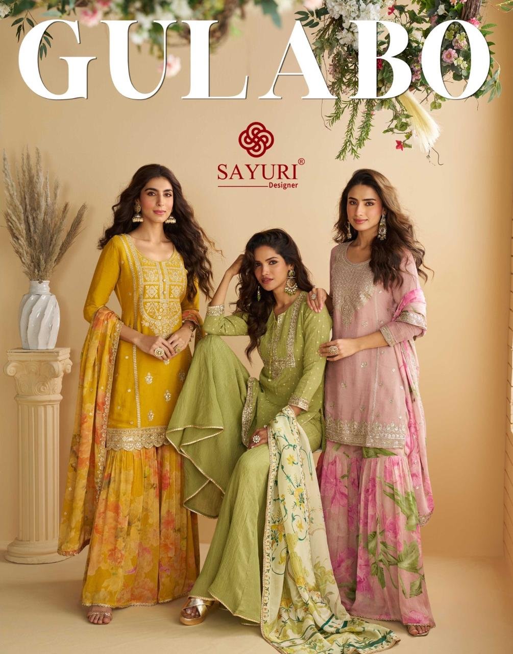 Sayuri Gulabo Chinon Silk Readymade Plazzo Suit Collection Wholesale