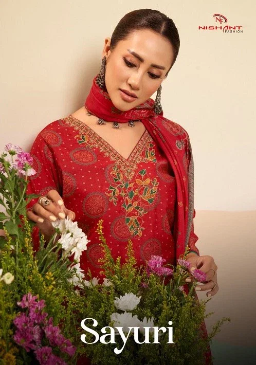 Nishant Sayuri Masleen Silk Embroidered Dress Material Collection Wholesale