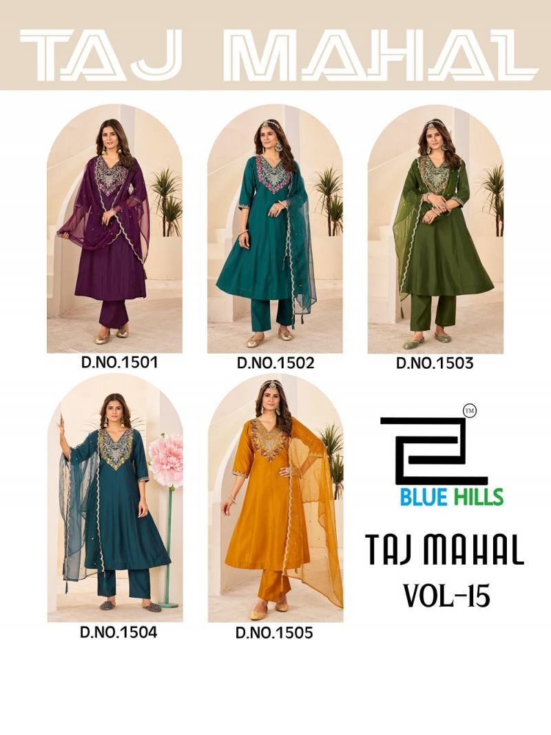 Buy Blue Hills Taj Mahal Vol 15 Roman Silk Readymade Collection Wholesale 2026