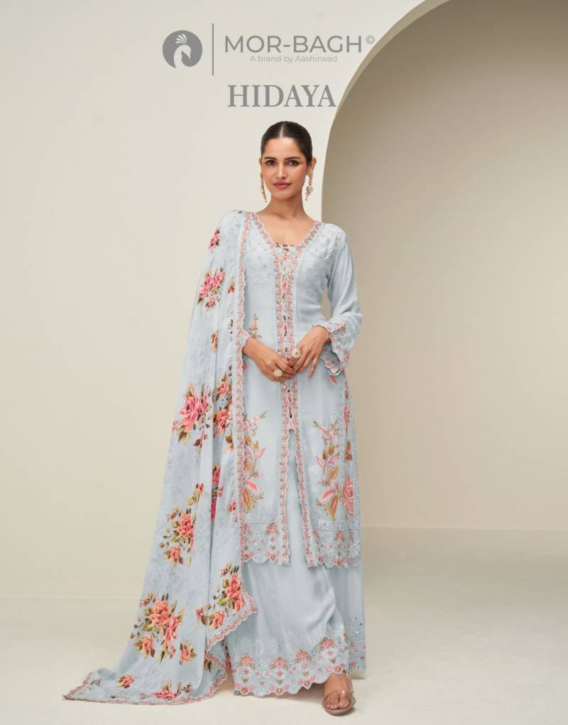 Aashirwad Mor Bagh Hidaya Chinon Silk Salwar Kameez Suits Wholesale