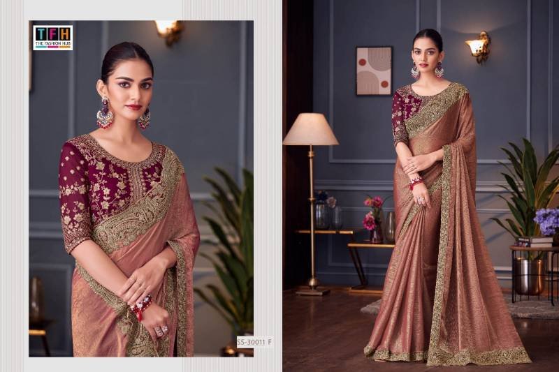Buy Tfh Silver Screen 30011 Hit Glass Feel Silk Designer Saree Collection Wholesale 2026