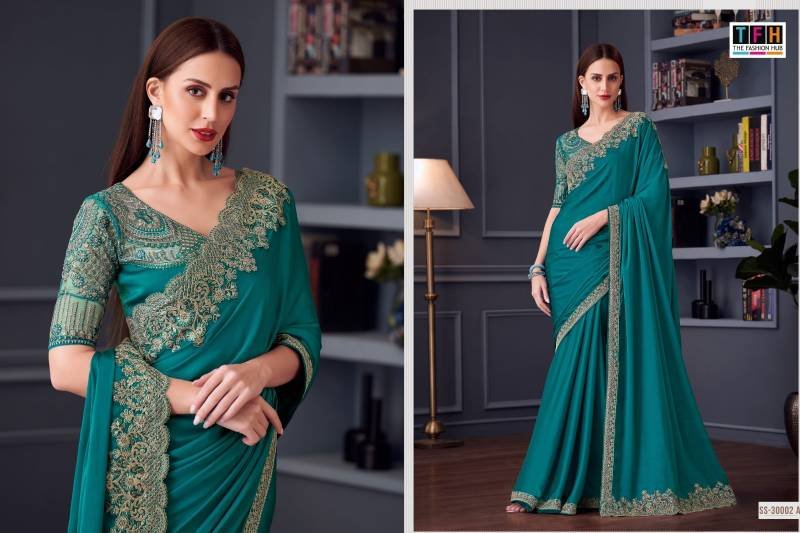 Buy Tfh Silver Screen Hit 30002 Silk Chiffon Party Wear Saree Collection Wholesale 2026