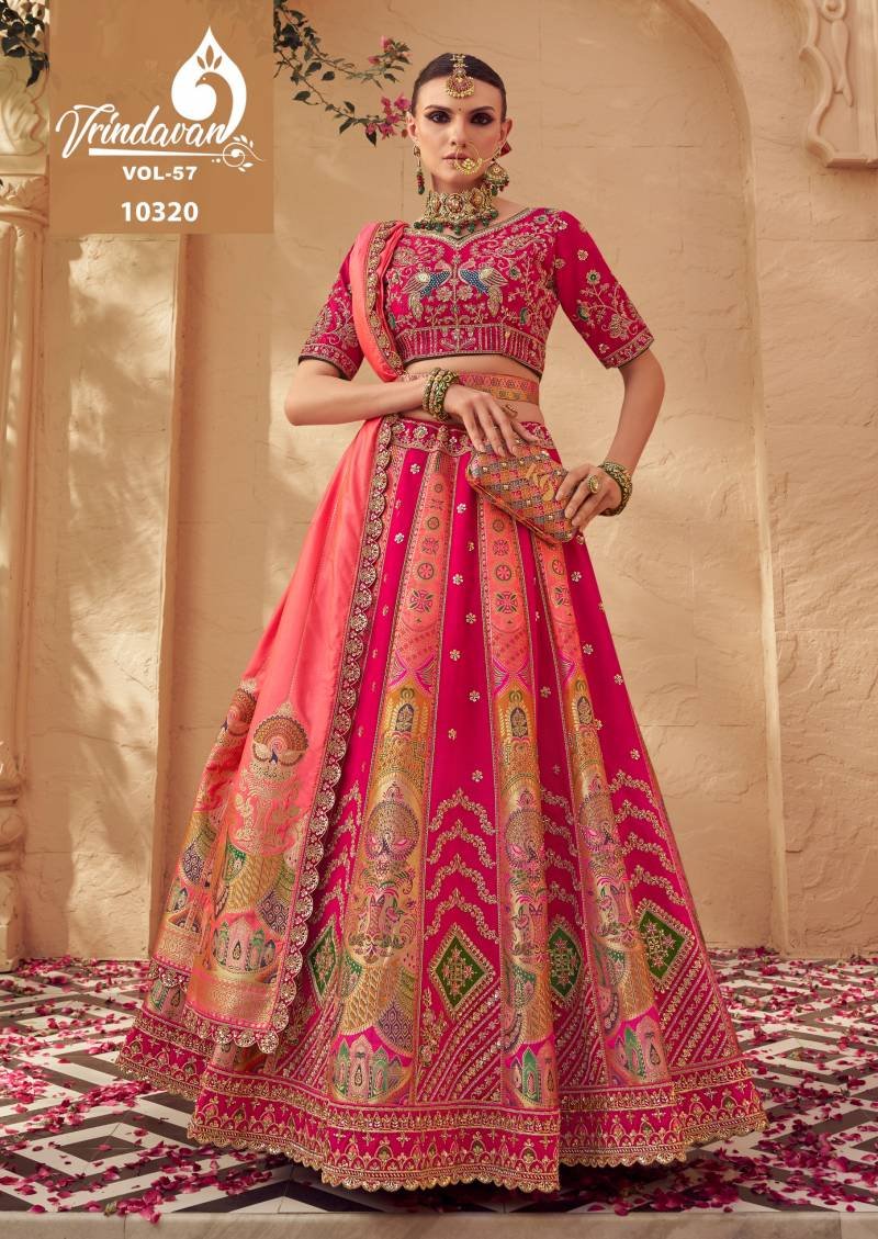 Rayol Vrindavan Vol 57 Banarasi Silk Designer Lehenga Choli Collection Wholesale