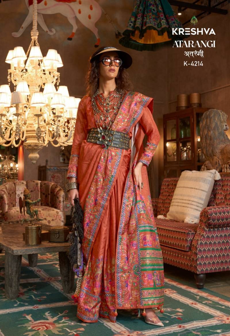 Launching Kreshva Atrangi Silk Designer Saree Party Wear Collection Wholesale 2026