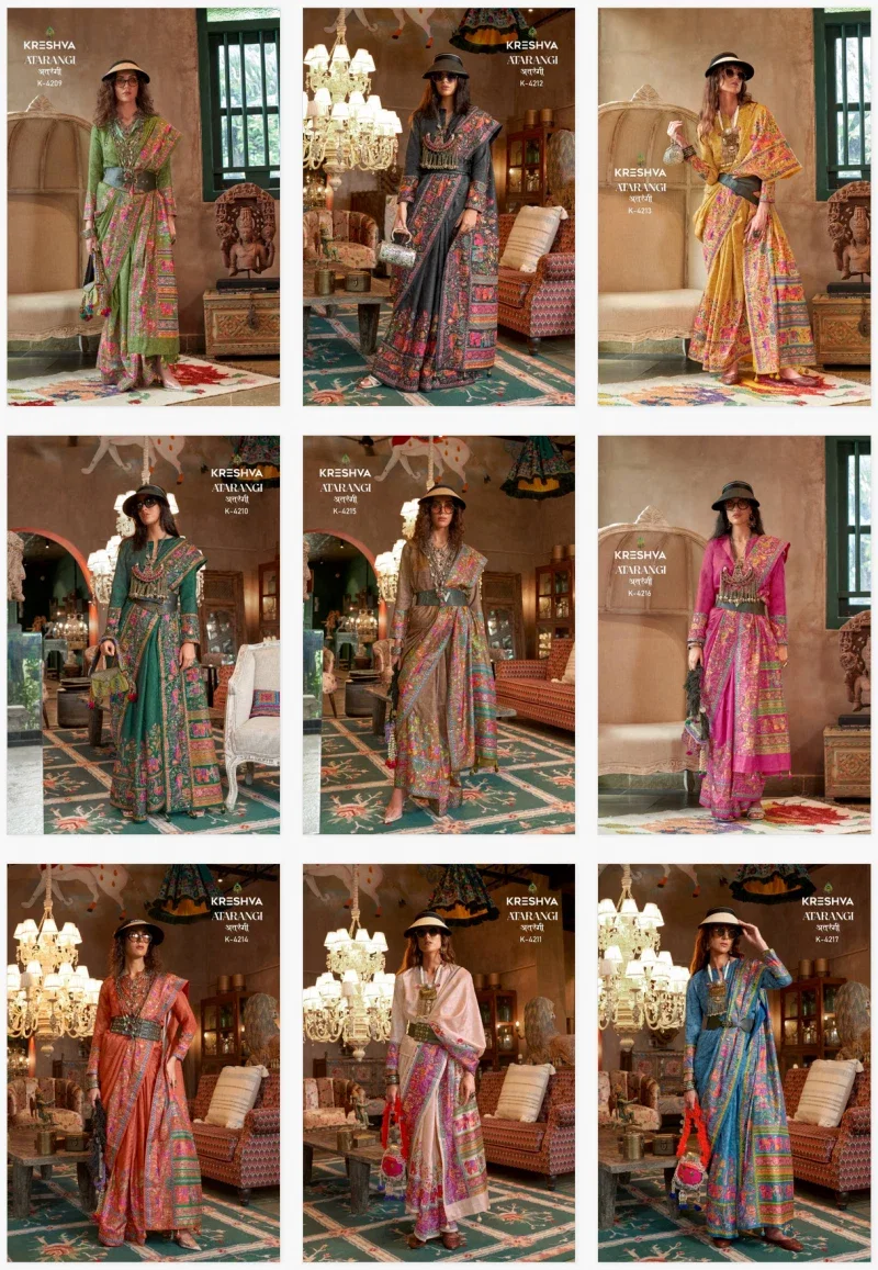 Launching Kreshva Atrangi Silk Designer Saree Party Wear Collection Wholesale 2026
