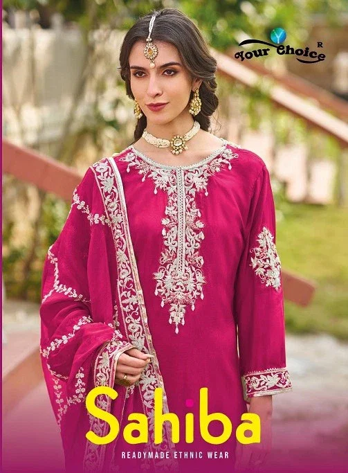 Your Choice Sahiba Chinon Embroidered Salwar Suit Collection Wholesale