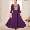 Beautiful Blue Hills Golden Duck Anarkali Gown Readymade Collection Wholesale 2026