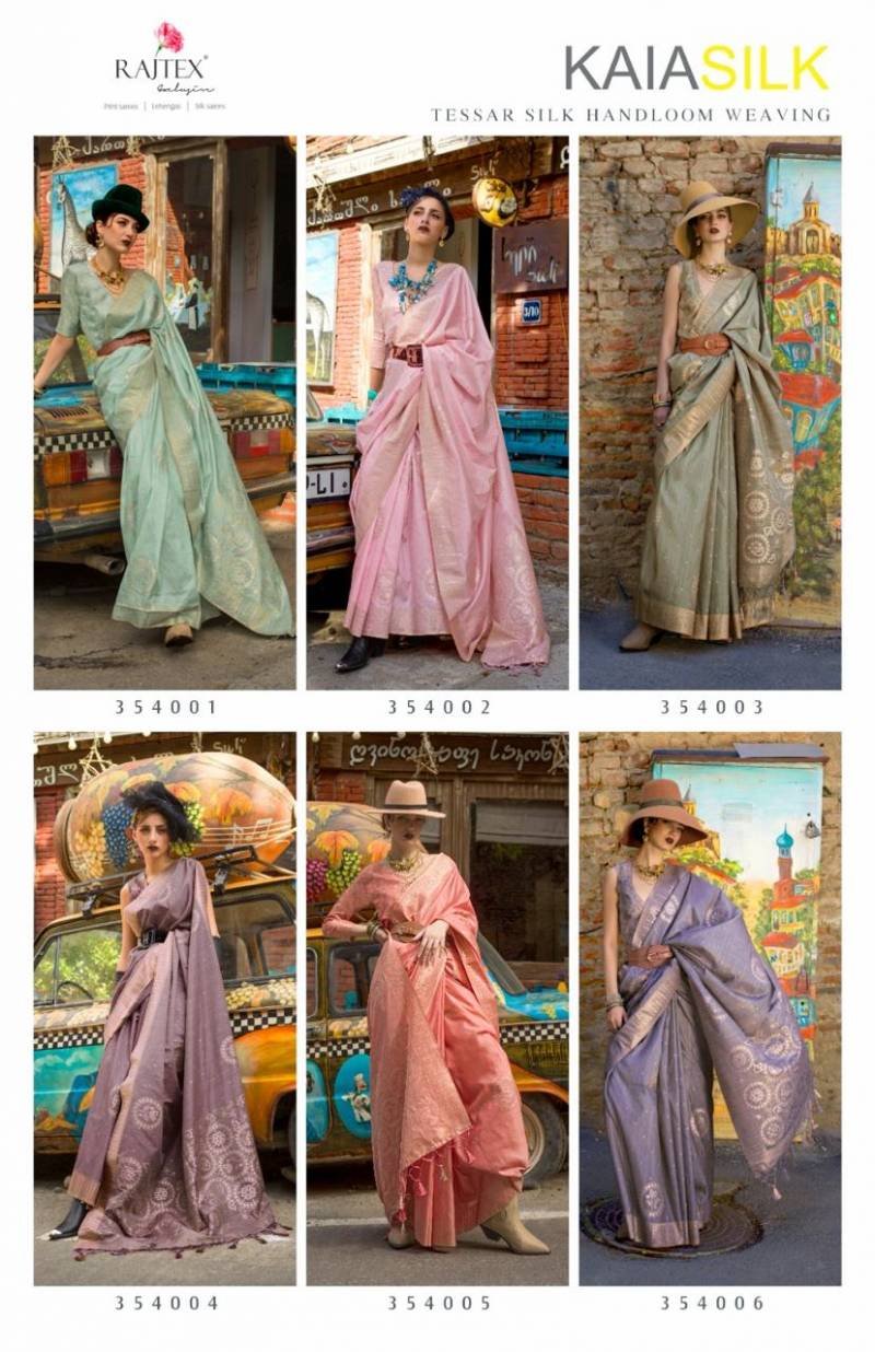 Beautiful Rajtex Kaia Silk Tussar Silk Handloom Party Wear Saree Collection Wholesale 2026