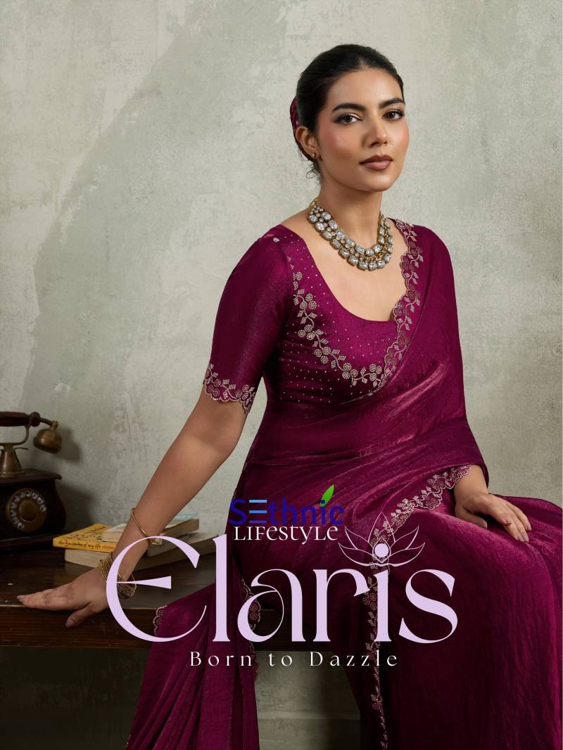 Sethnic Elaris Velvet Chiffon Designer Party Wear Saree Collection Wholesale