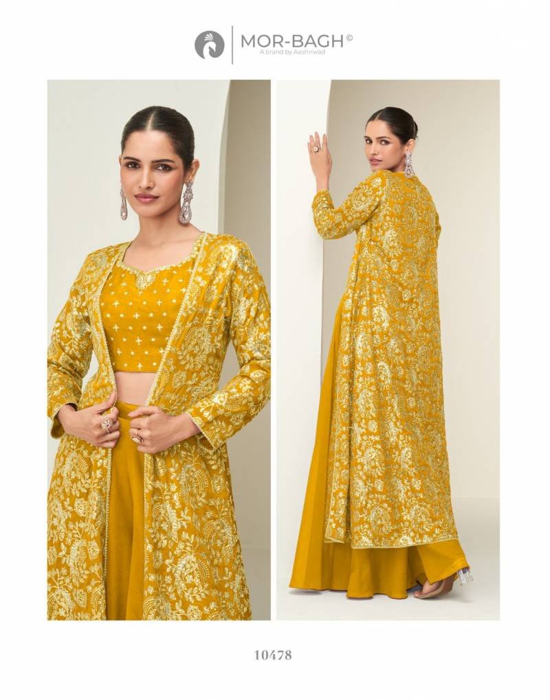 Latest Aashirwad Mor Bagh Gunjan Chinon Silk Indo Western Collection Wholesale 2026