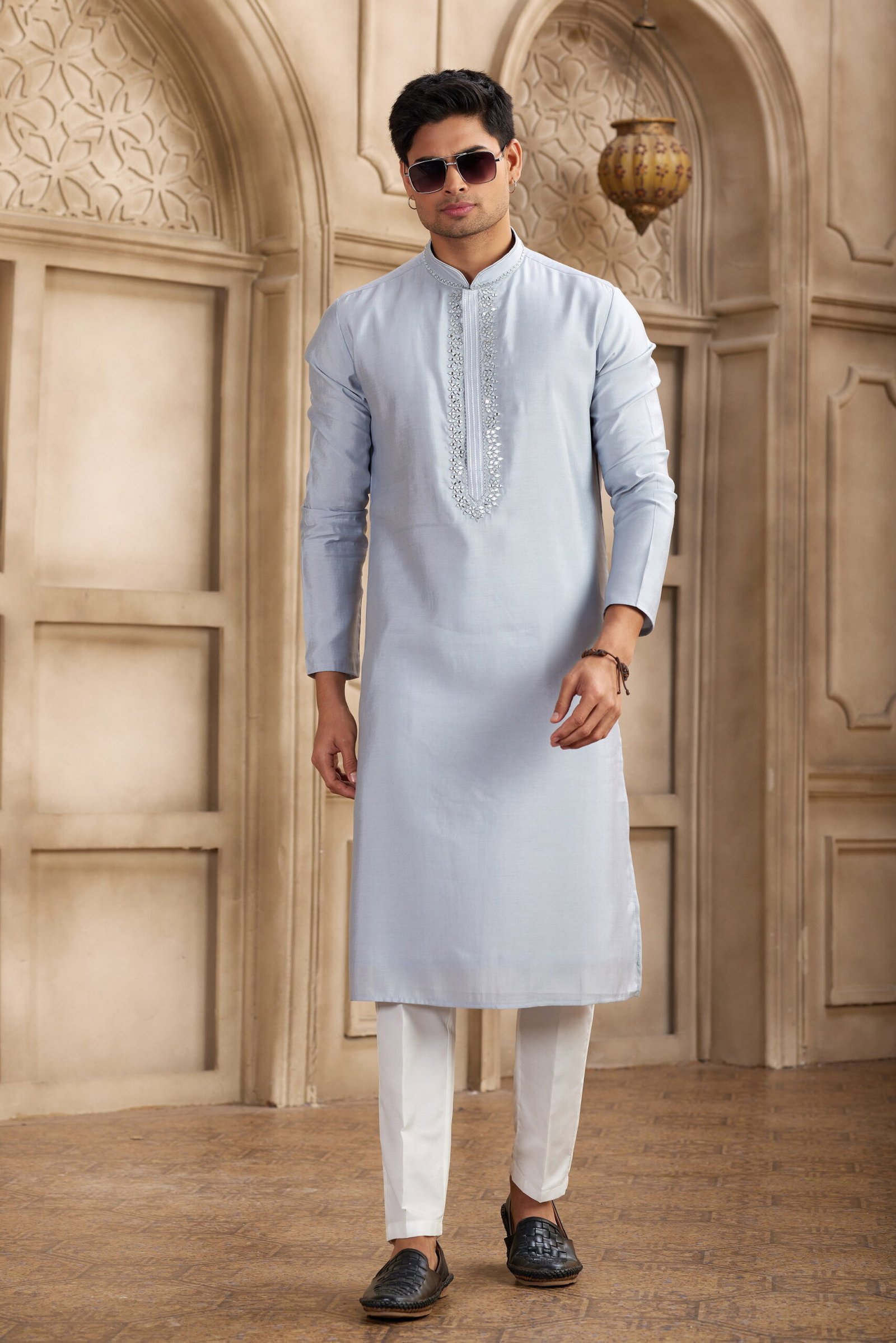 Sumi 3681 Plain Banarasi Art Silk Mens Kurta Pajama Collection Wholesale