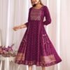 Stylish Blue Hills Sreeleela Rayon Anarkali Gown Embroidery Kurti Collection Wholesale 2026
