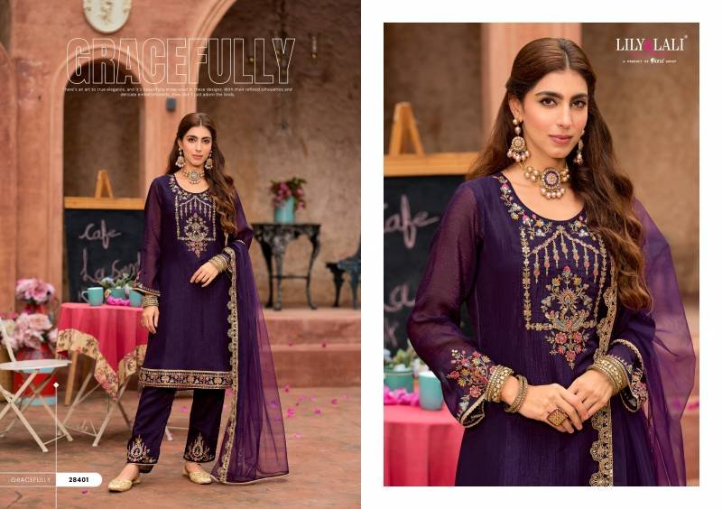 Beautiful Lily And Lali Romania Silk Embroidery Handwork Kurti Pant And Dupatta Collection Wholesale 2026