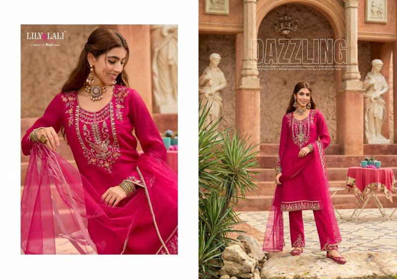 Beautiful Lily And Lali Romania Silk Embroidery Handwork Kurti Pant And Dupatta Collection Wholesale 2026