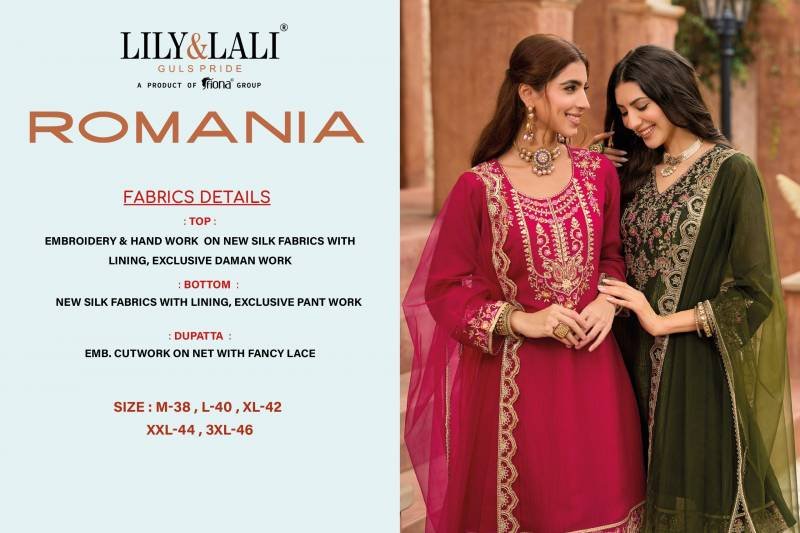 Beautiful Lily And Lali Romania Silk Embroidery Handwork Kurti Pant And Dupatta Collection Wholesale 2026