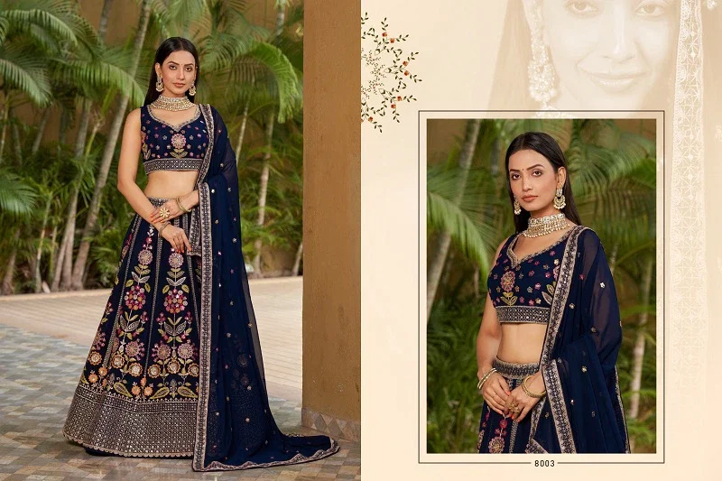 Buy Zeel Golden Palm Designer Georgette Lehenga Collection Wholesale 2026